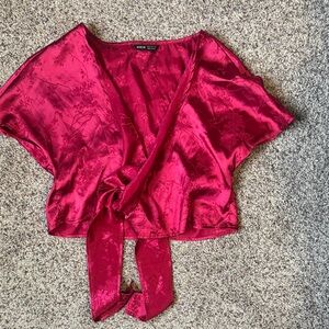SHEIN Elegant Red Satin Blouse